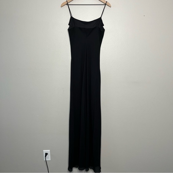 Vintage 90s Women‎ Onyx Nite Maxi Dress 8 Cowl Neck Chiffon Dark Romantic Event - Picture 5 of 6